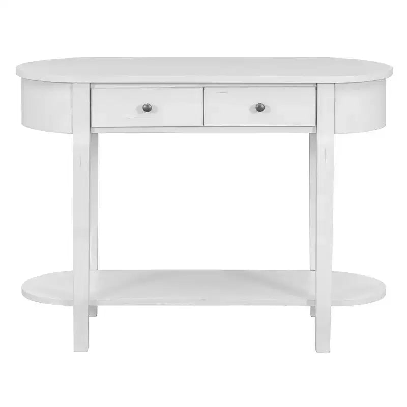 Élégante Console Rétro au Design Courbé et à la Finition Lisse pour Entrées, Salons et Couloirs