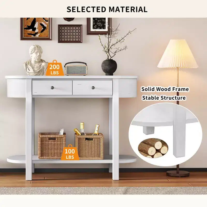 Élégante Console Rétro au Design Courbé et à la Finition Lisse pour Entrées, Salons et Couloirs