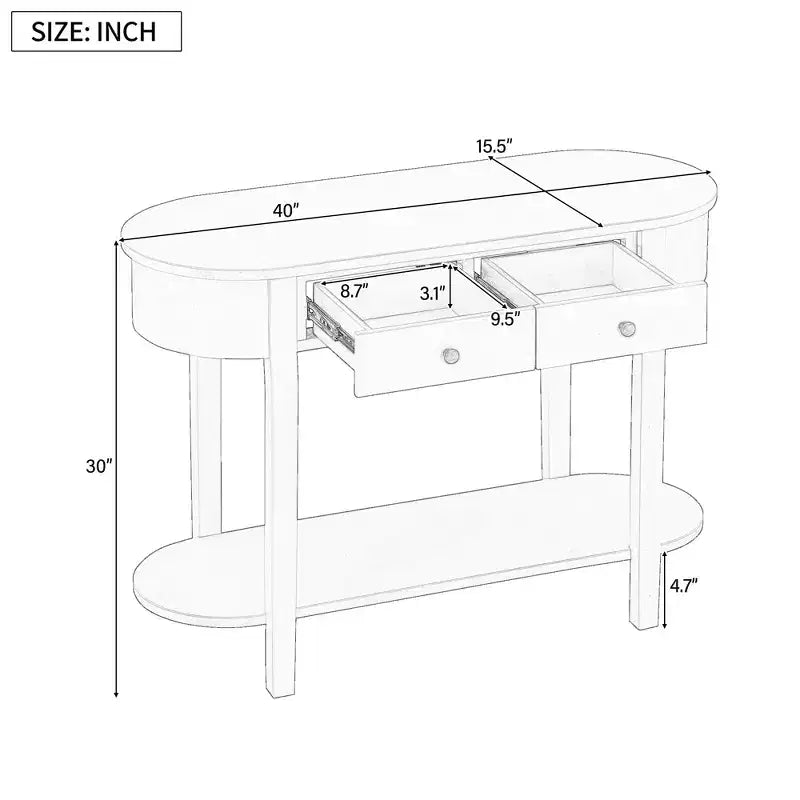 Élégante Console Rétro au Design Courbé et à la Finition Lisse pour Entrées, Salons et Couloirs