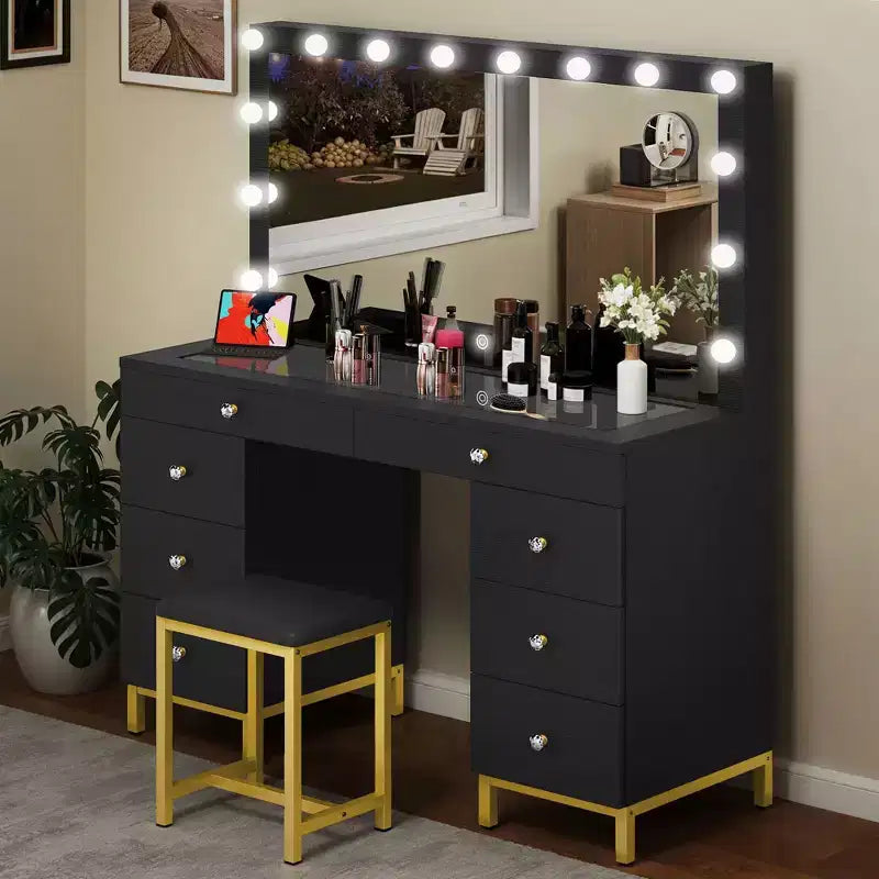 Coiffeuse avec grand miroir éclairé