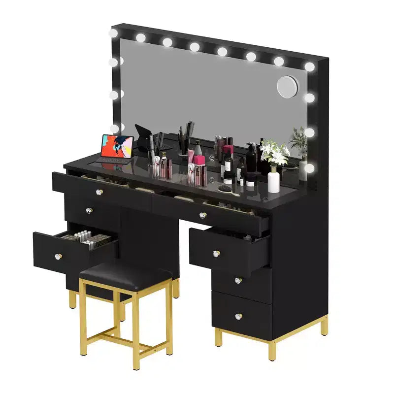 Coiffeuse avec grand miroir éclairé