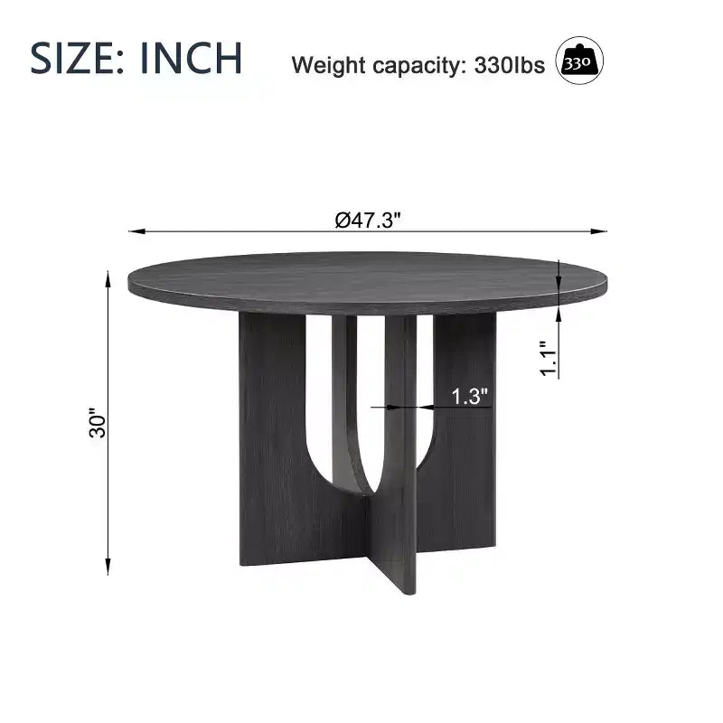 Table de salle à manger ronde moderne de 47 pouces