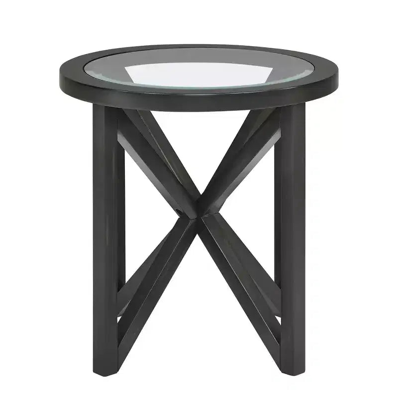 Table basse ronde minimaliste moderne en verre trempé
