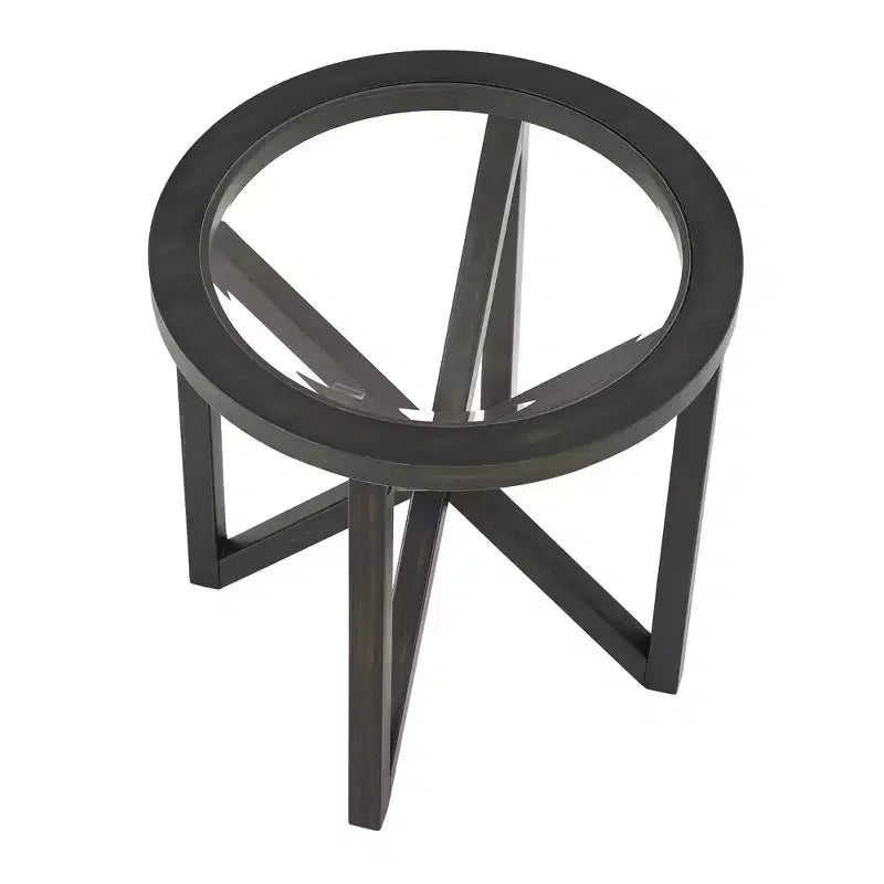 Table basse ronde minimaliste moderne en verre trempé