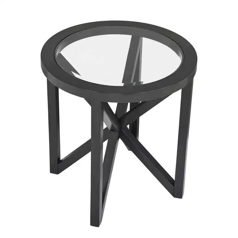 Table basse ronde minimaliste moderne en verre trempé
