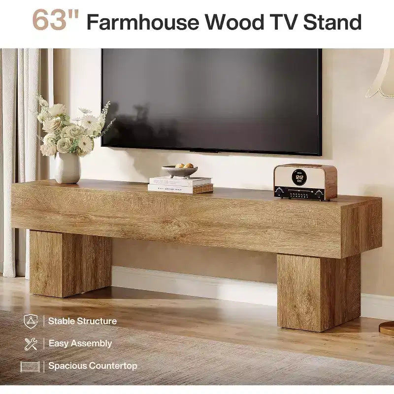 Meuble TV de 160 cm, meuble TV de style rustique et console basse pour téléviseurs de 55/60/65 pouces, pour salon