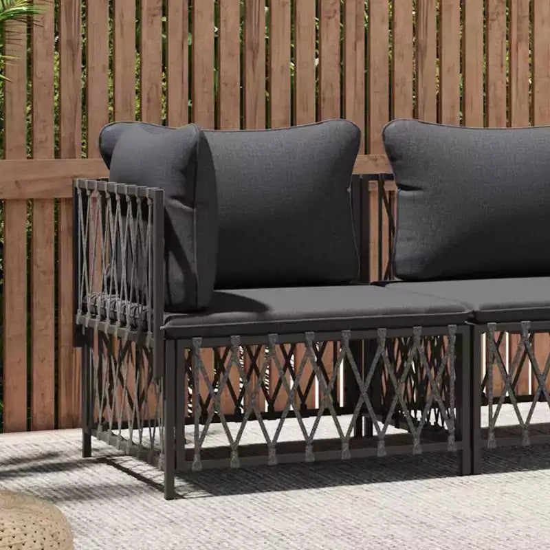 Canapé d'extérieur, en bois d'acacia massif et tissu en fibres de polyester naturelles