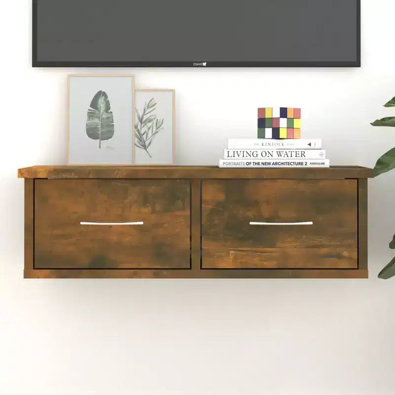 Meuble haut chêne fumé, bois composite, meuble mural standard