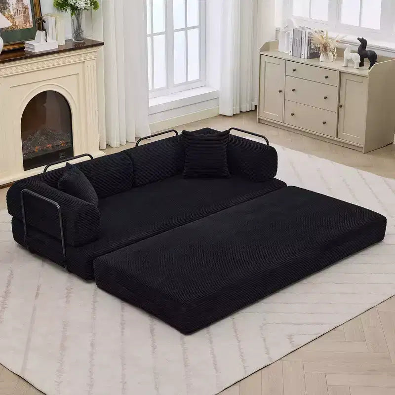 Canapé-lit de sol pliable en velours côtelé sans cadre avec oreillers de 78,7 po (aucun assemblage requis)