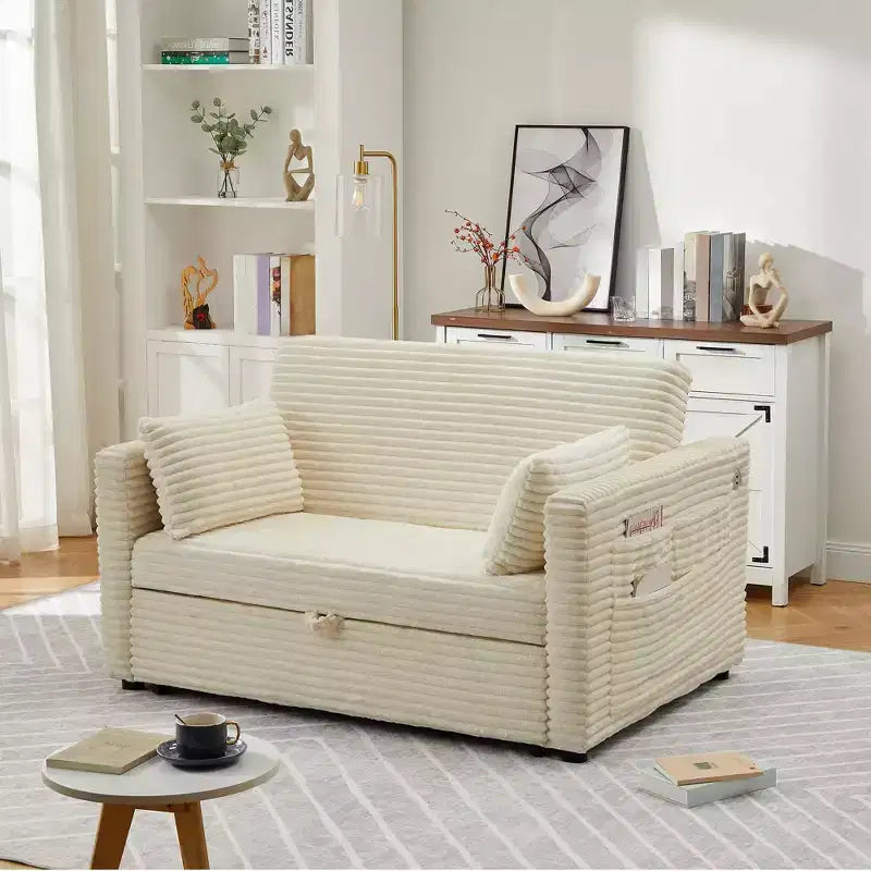 Canapé-lit convertible 55 po avec repose-pieds escamotable et dossier réglable, canapé compact pour petits appartements