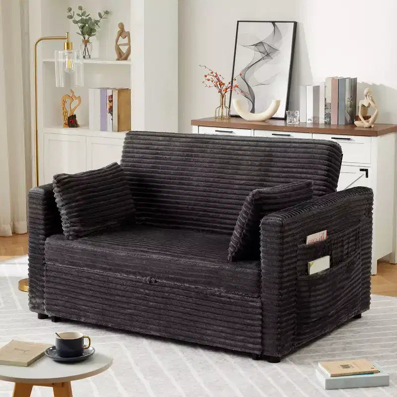 Canapé-lit convertible 55 po avec repose-pieds escamotable et dossier réglable, canapé compact pour petits appartements