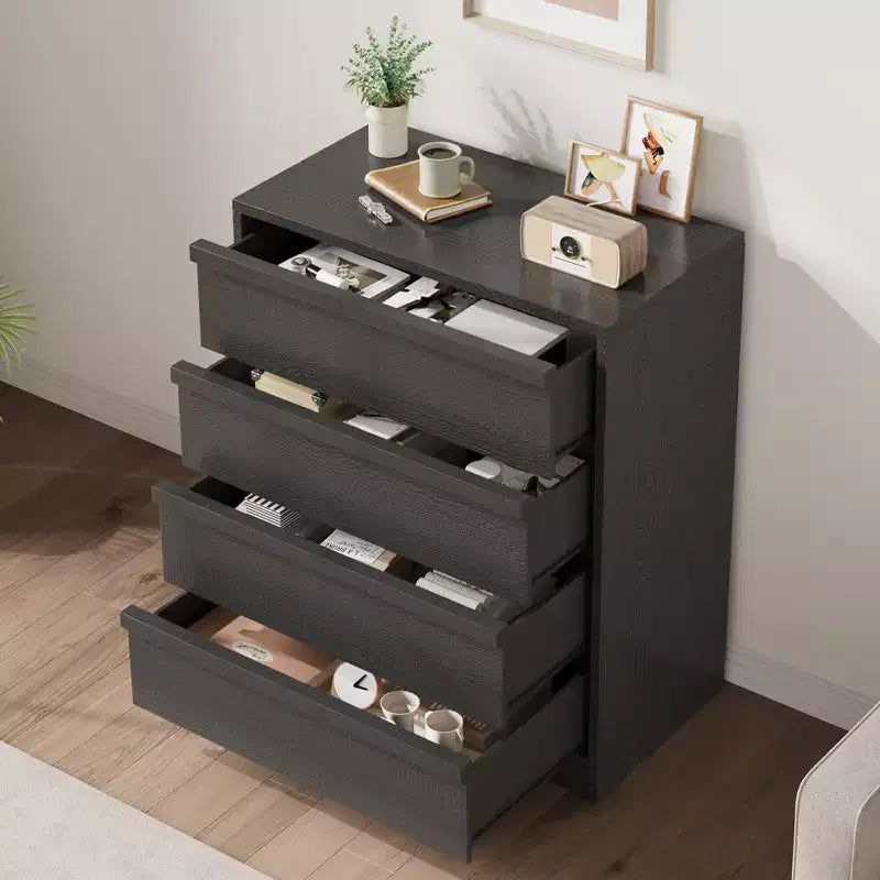 Table de chevet à 4 tiroirs, table de chevet de 99 cm de haut avec grand espace de rangement, table d'appoint étroite anti-basculement pour chambre à coucher, salon, entrée