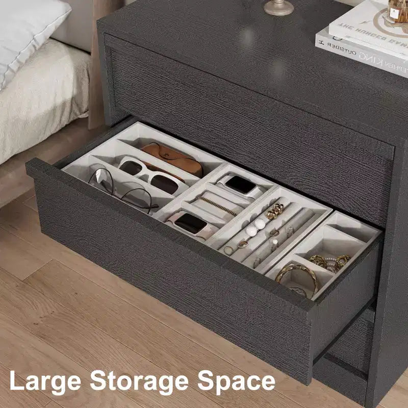 Table de chevet à 4 tiroirs, table de chevet de 99 cm de haut avec grand espace de rangement, table d'appoint étroite anti-basculement pour chambre à coucher, salon, entrée