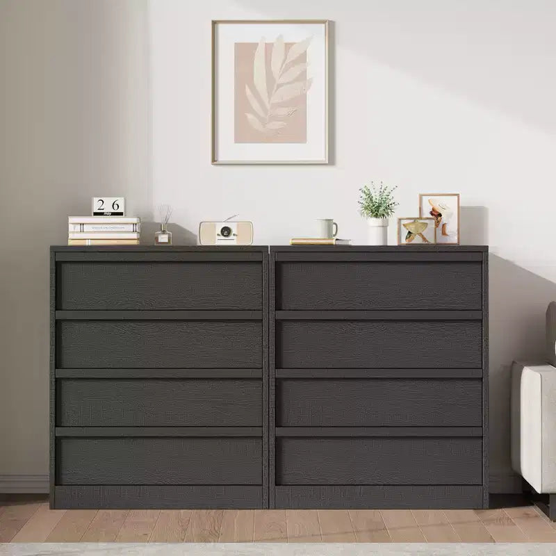 Table de chevet à 4 tiroirs, table de chevet de 99 cm de haut avec grand espace de rangement, table d'appoint étroite anti-basculement pour chambre à coucher, salon, entrée