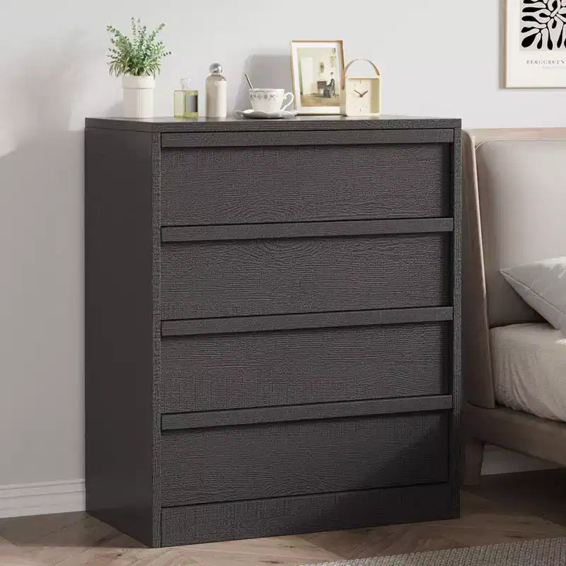Table de chevet à 4 tiroirs, table de chevet de 99 cm de haut avec grand espace de rangement, table d'appoint étroite anti-basculement pour chambre à coucher, salon, entrée