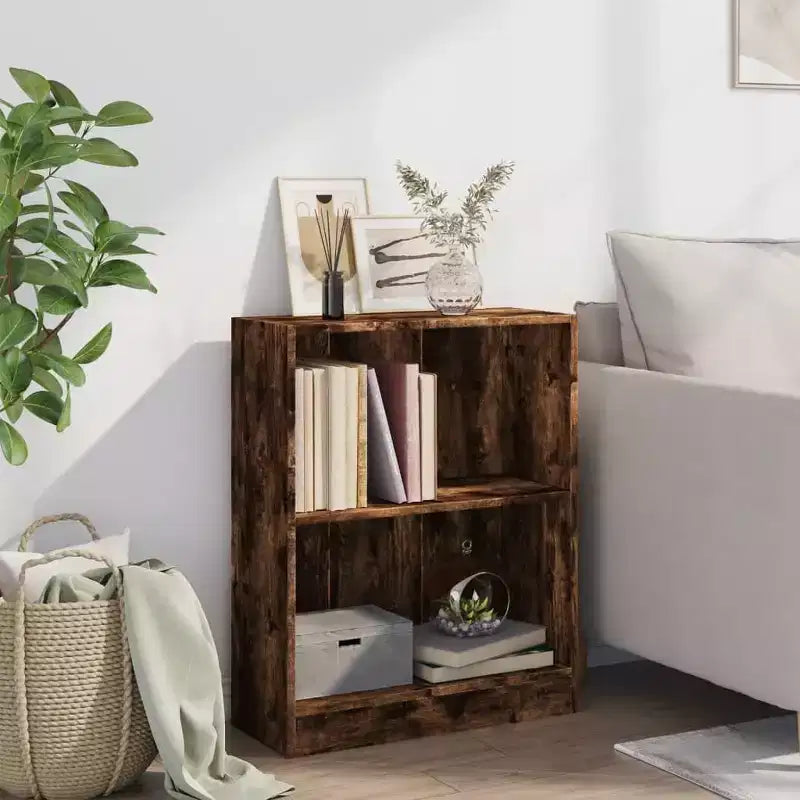 Étagère compacte en bois d'ingénierie chêne fumé