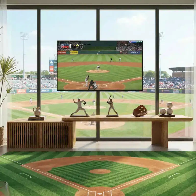 JVNOXK Extendable TV Media Console (78.7-110), Modern Entertainment Center with Storage for 55+ Inch TVs Natural