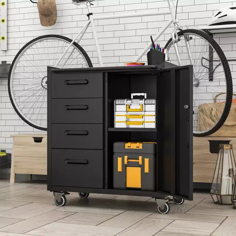 Armoire de rangement d'outils en métal avec roulettes, Armoire de rangement d'outils pour garage, Solutions de rangement pour la maison