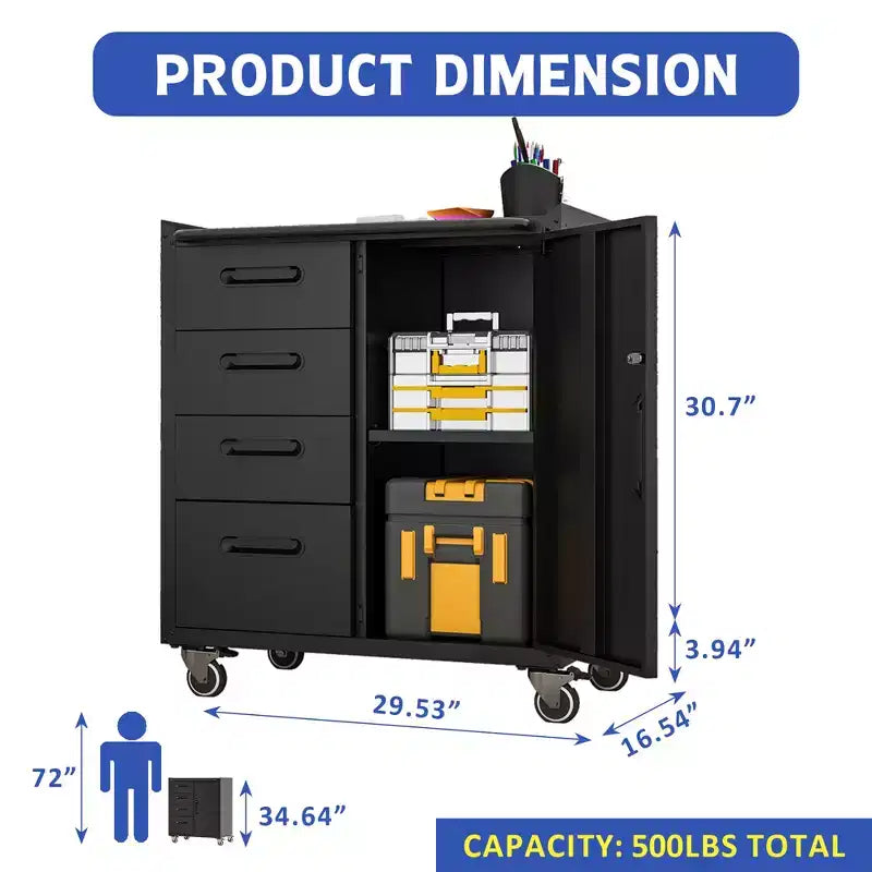 Armoire de rangement d'outils en métal avec roulettes, Armoire de rangement d'outils pour garage, Solutions de rangement pour la maison