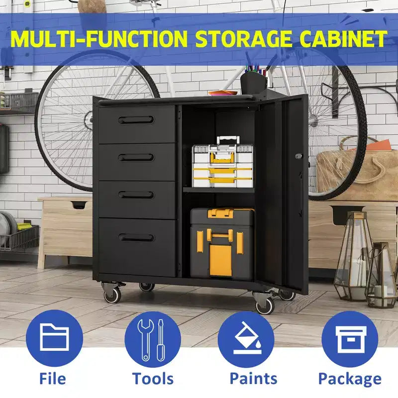 Armoire de rangement d'outils en métal avec roulettes, Armoire de rangement d'outils pour garage, Solutions de rangement pour la maison