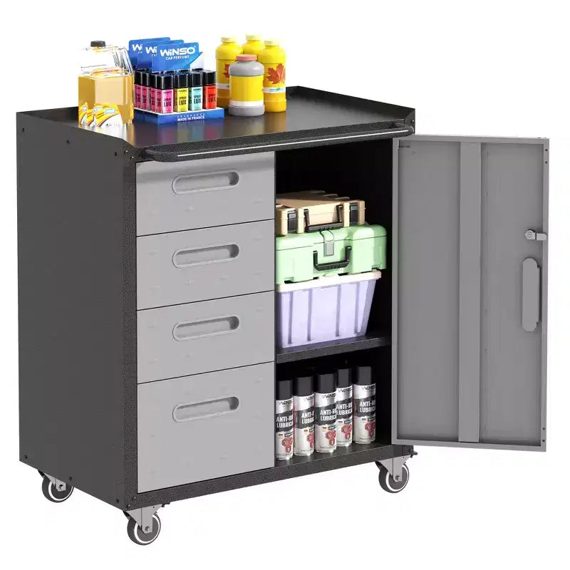 Armoire de rangement d'outils en métal avec roulettes, Armoire de rangement d'outils pour garage, Solutions de rangement pour la maison