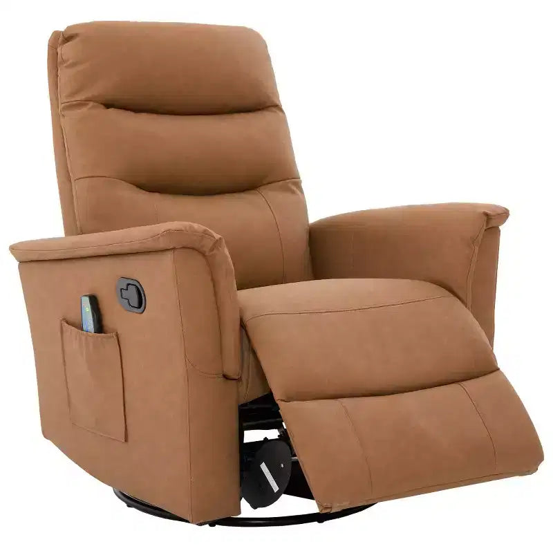 Un fauteuil inclinable pivotant et berçant avec fonction massage et dossier réglable