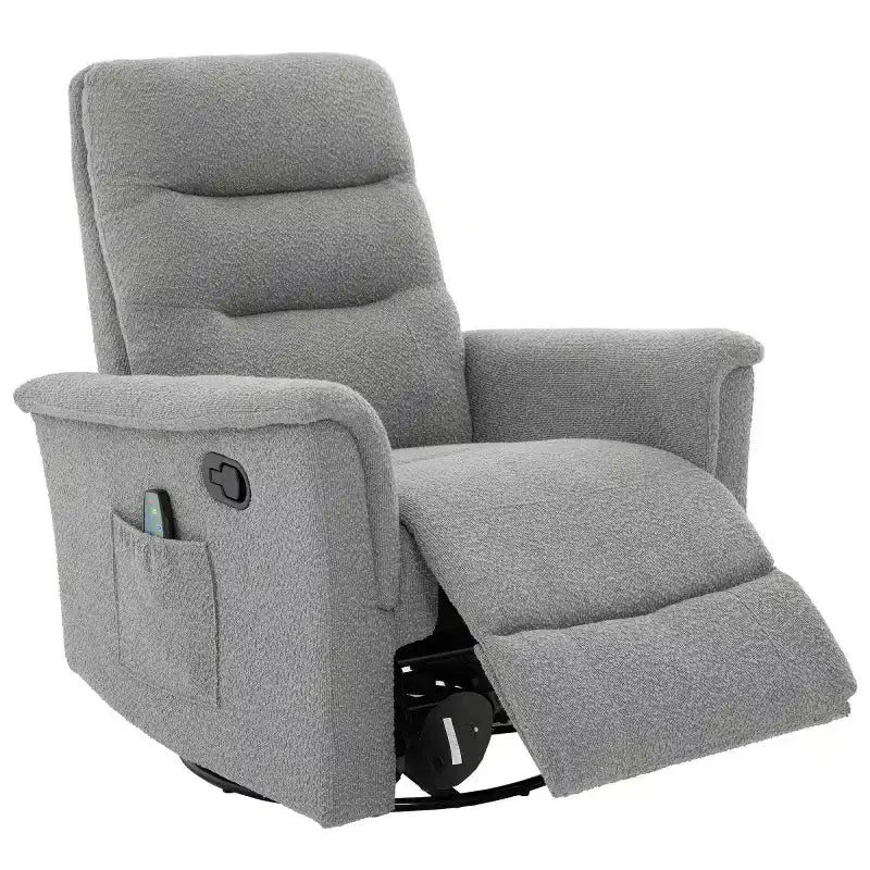 Un fauteuil inclinable pivotant et berçant avec fonction massage et dossier réglable