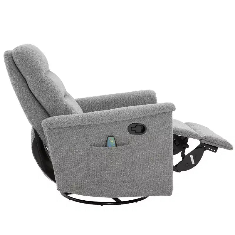 Un fauteuil inclinable pivotant et berçant avec fonction massage et dossier réglable