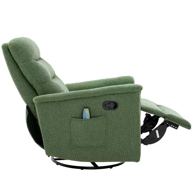 Un fauteuil inclinable pivotant et berçant avec fonction massage et dossier réglable