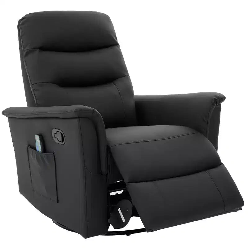 Un fauteuil inclinable pivotant et berçant avec fonction massage et dossier réglable