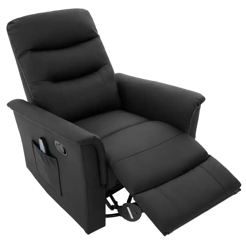 Un fauteuil inclinable pivotant et berçant avec fonction massage et dossier réglable
