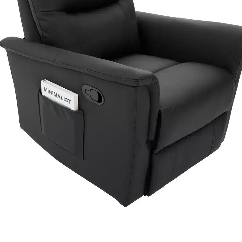 Un fauteuil inclinable pivotant et berçant avec fonction massage et dossier réglable