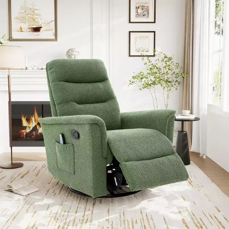 Un fauteuil inclinable pivotant et berçant avec fonction massage et dossier réglable